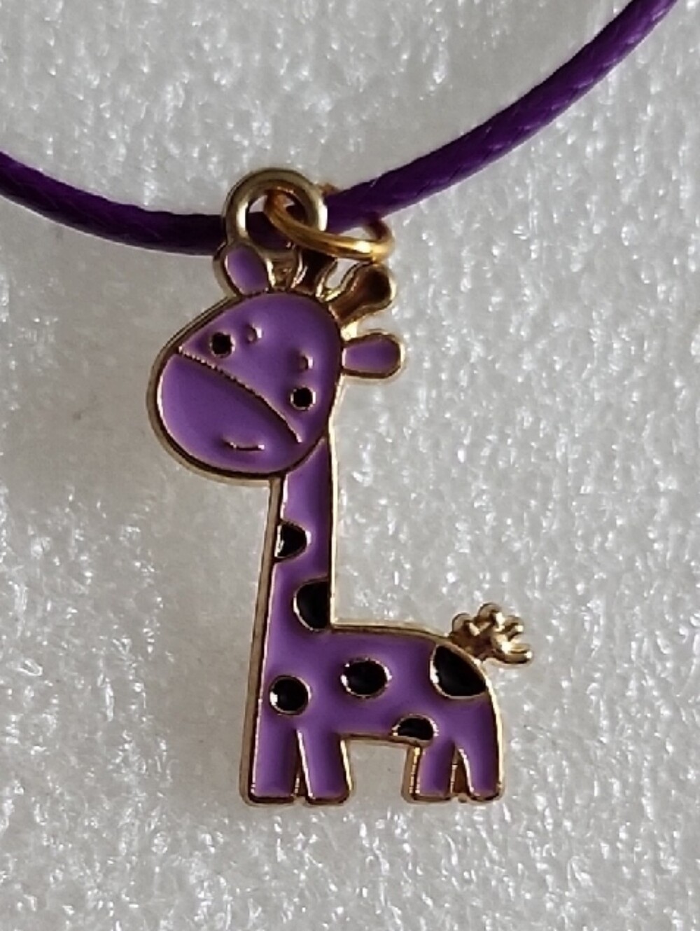Hand Crafted Purple and Black Giraffe Pendant Necklace